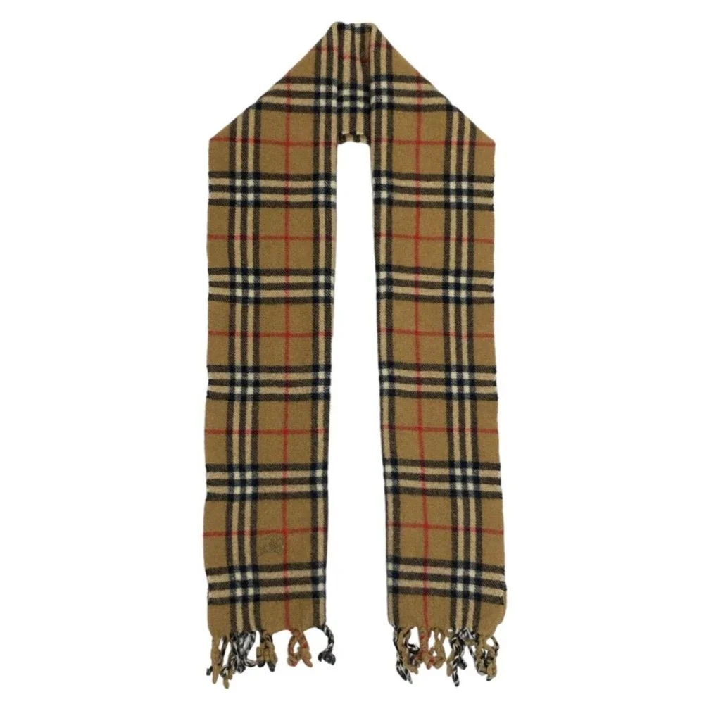 Vintage Burberry Women Scarf  Beige 100% LambsWool Made Exclusively in Scotland - Picture 2 of 6